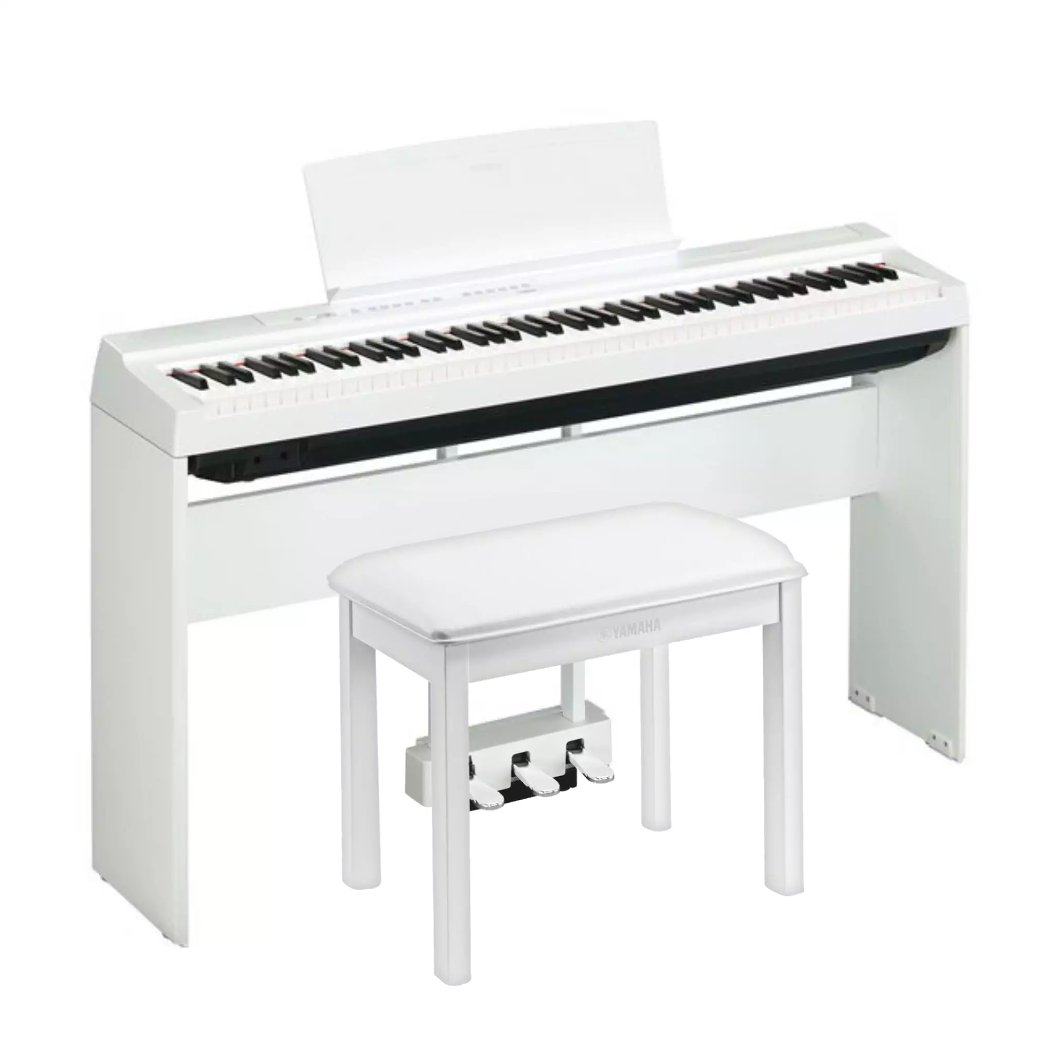 Yamaha P125WH White with Stand and 3 Pedal Assembly